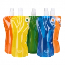 BPA free 580ml Foldable Cycling Water Bag Reusable Hanging Water Bottle for Running with Button